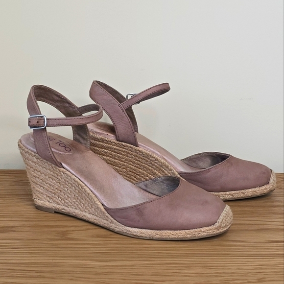 Me Too Women’s Bethany Leather Espadrille Taupe Wedge Sandal Size 9.5 - Picture 1 of 13